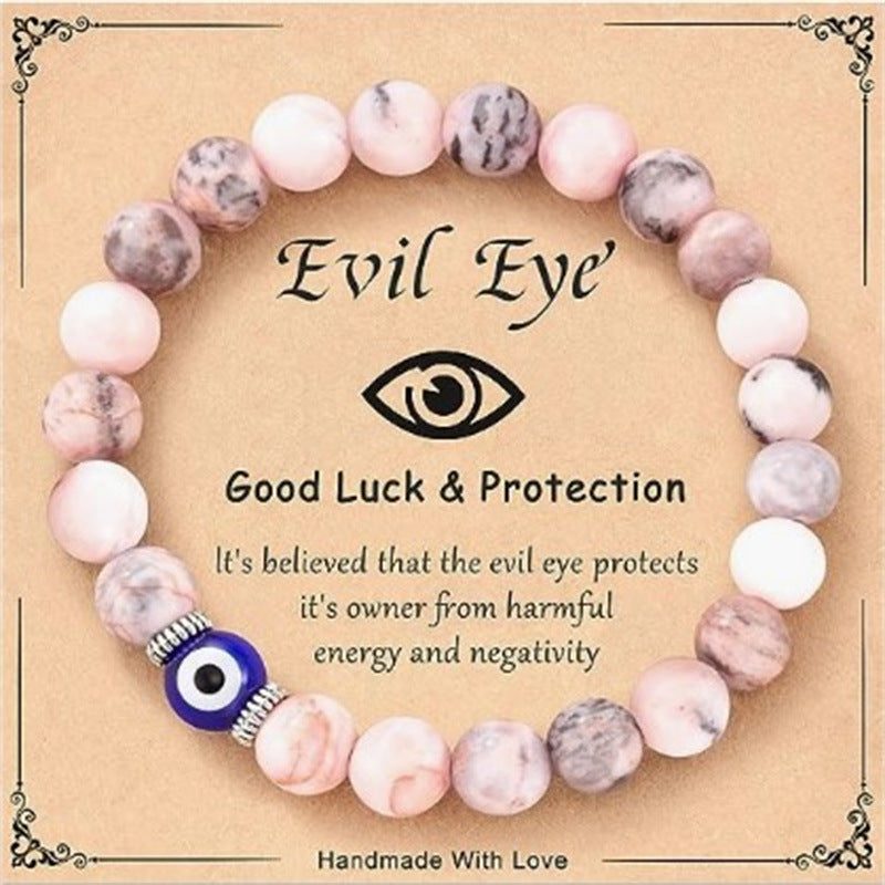 Polka-Dot Zebra Evil Eye Flamingo Beaded Bracelet
