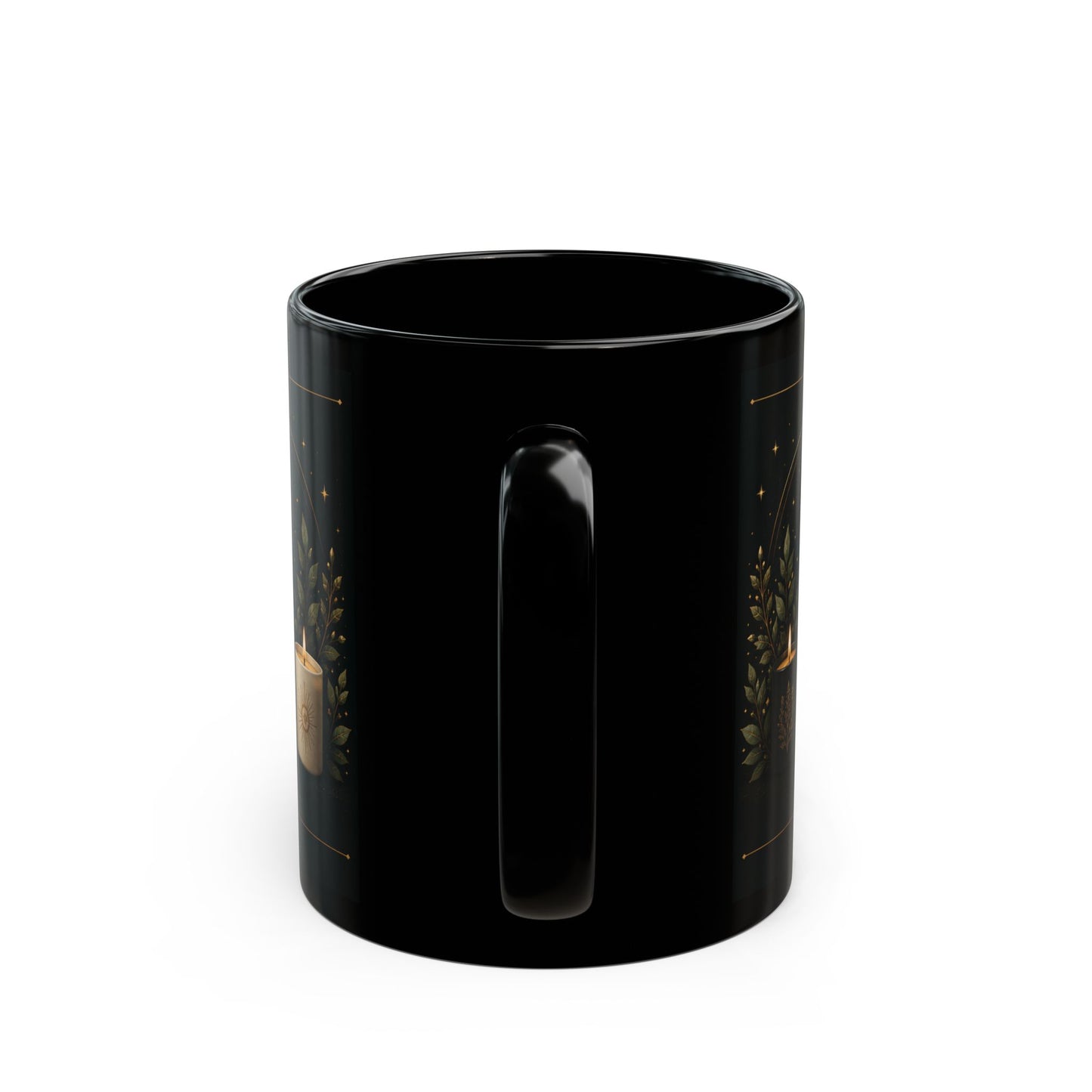 Sanctuary Shelf Black Mug – Crystal & Candle Spiritual Coffee Cup (11oz/15oz)