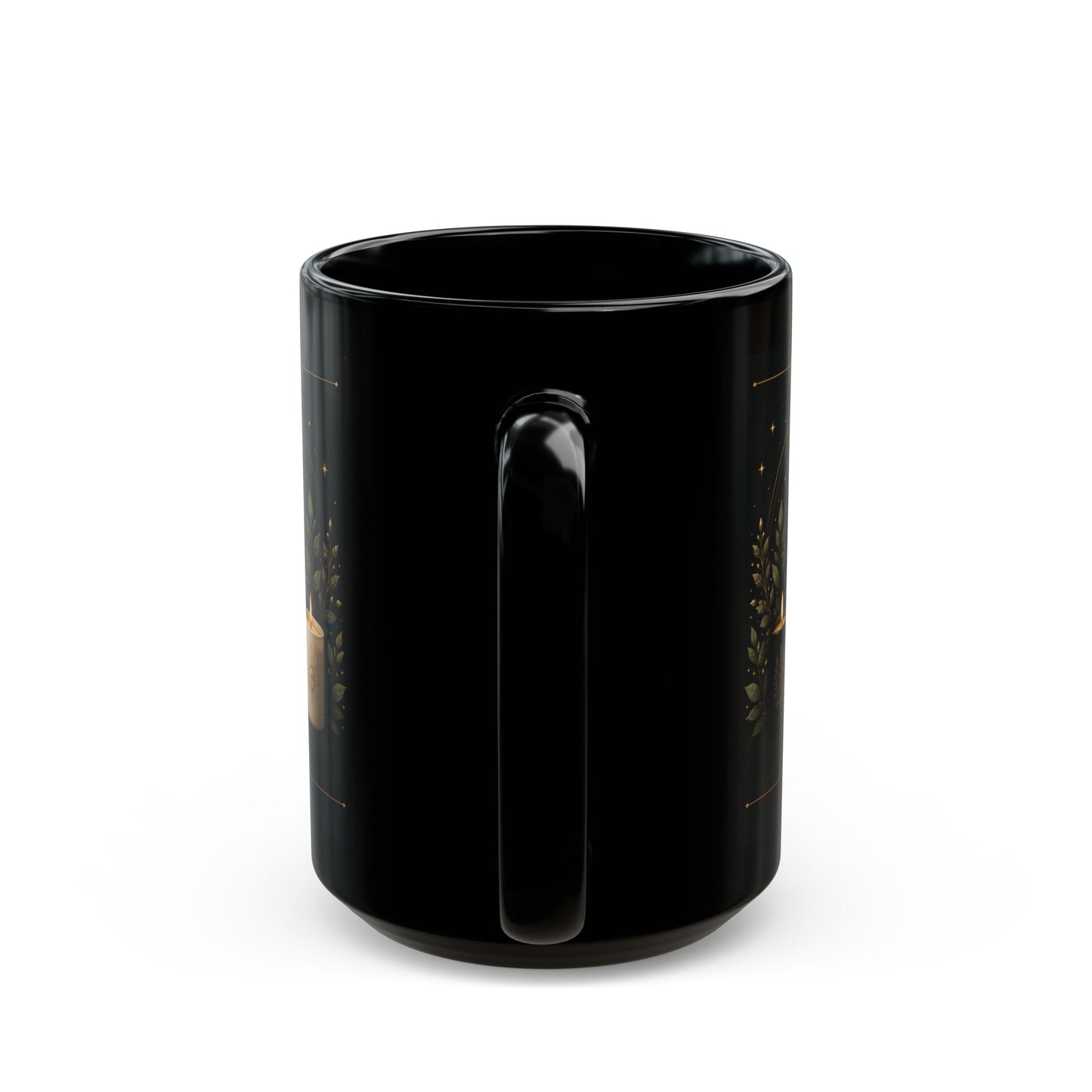 Sanctuary Shelf Black Mug – Crystal & Candle Spiritual Coffee Cup (11oz/15oz)